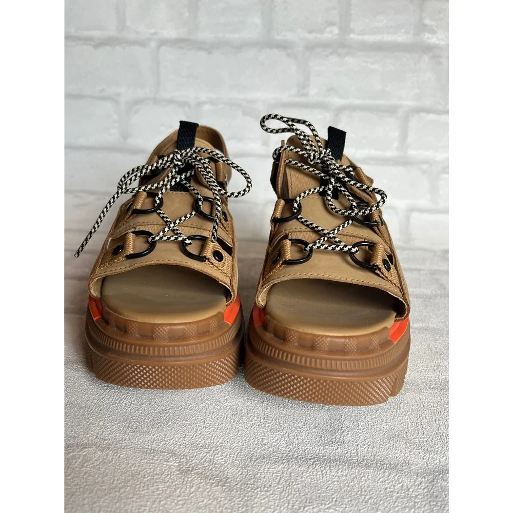 NWOT Sorel Kinetic Rein CB Lace Platform Sandal Tan Orange Womens gorpcore y2k